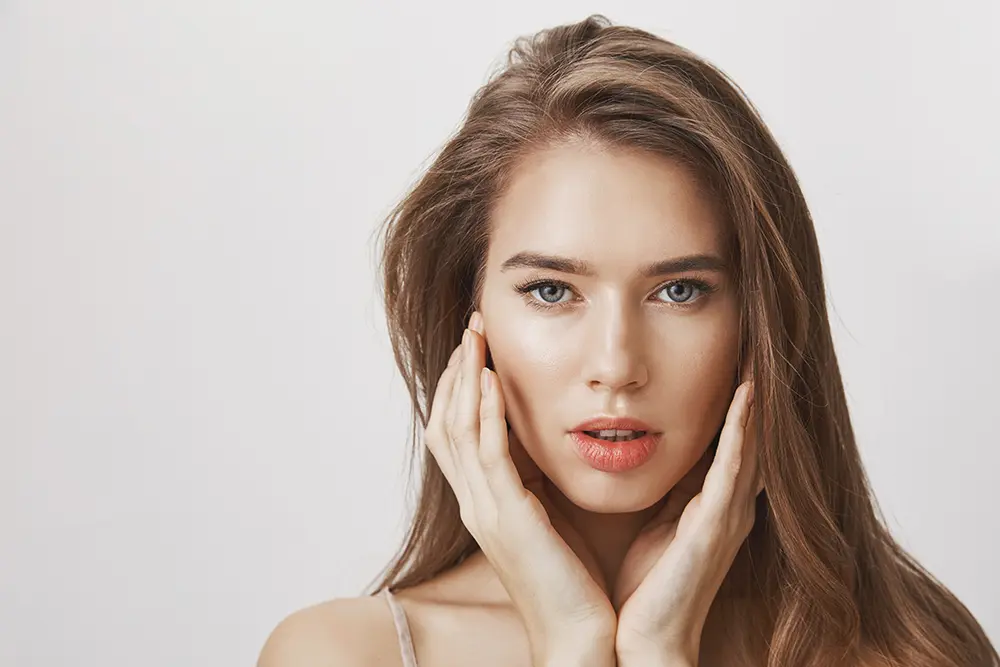 Close up of sensual, beautiful woman's face