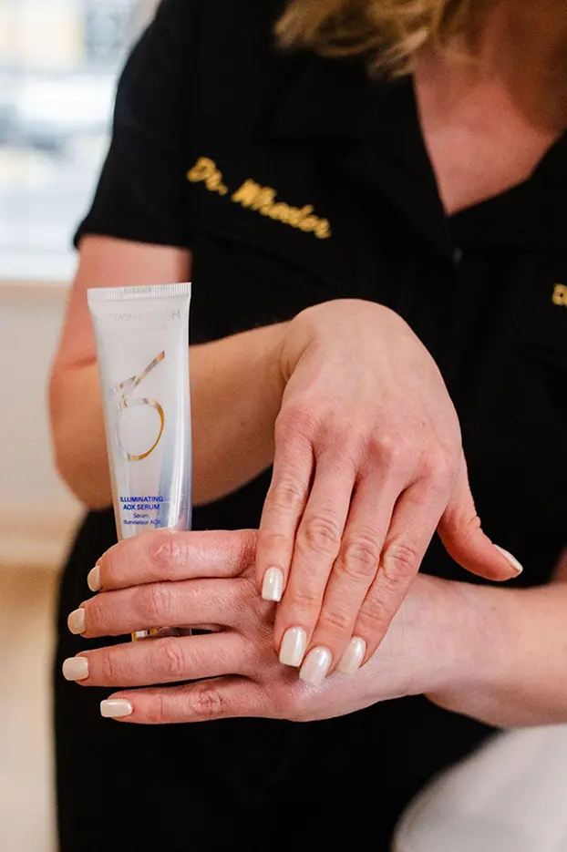 Hand after applying cream