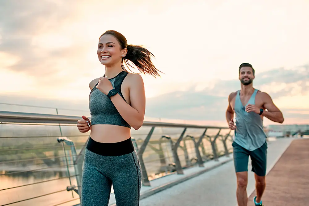 Man and woman jogging