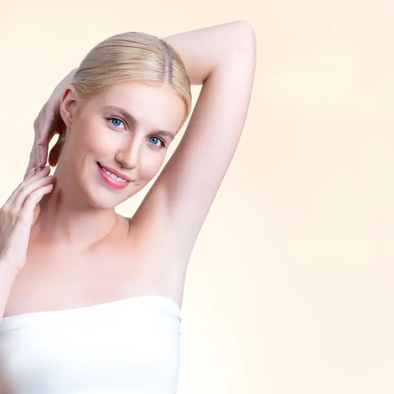 Woman showing smoothing skin
